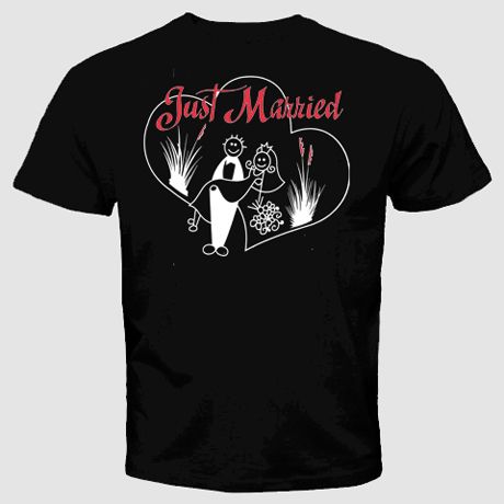 just married wedding love T shirt bride groom funny  