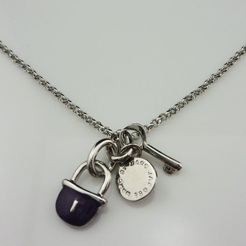 New Marc by M Jacobs Cute Purple Lock and Key Pendant Necklace  