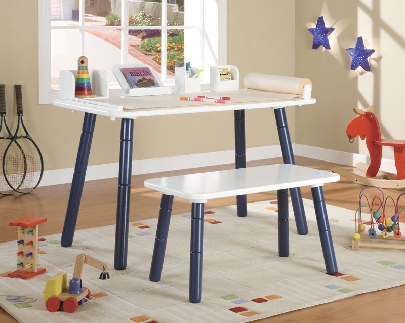 Childrens Kids Art Table & Bench Chair Set Adjustable  