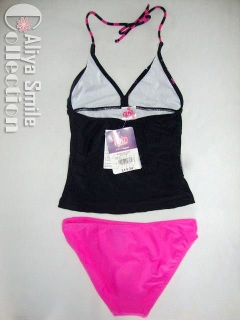 Black Halter+HotPink Pants Tankini Girl Swimsuit SZ 7 8  