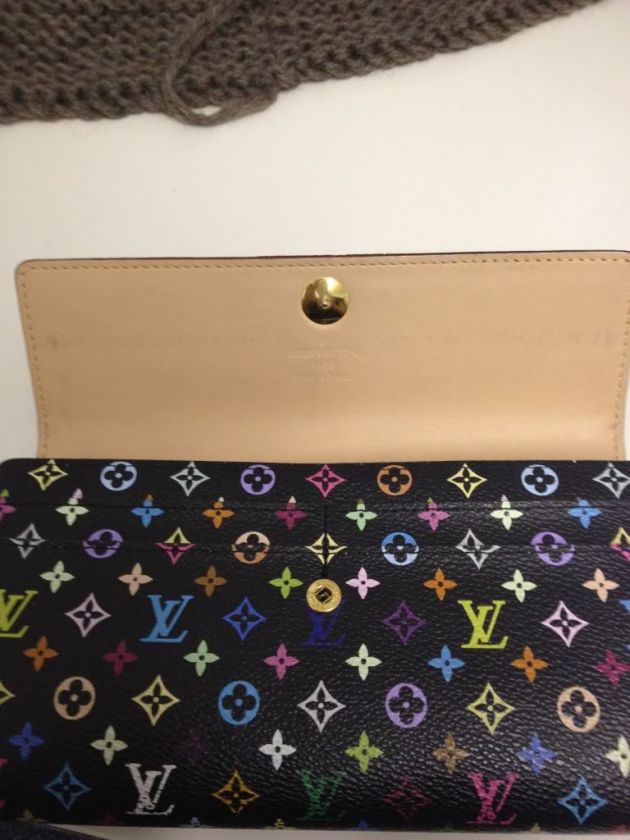 Louis Vuitton Black Multicolor Sarah Wallet Authentic With Dust Bag 