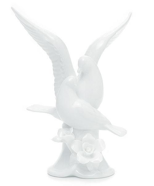 Love Birds Porcelain Doves Flowers Wedding Cake Topper  