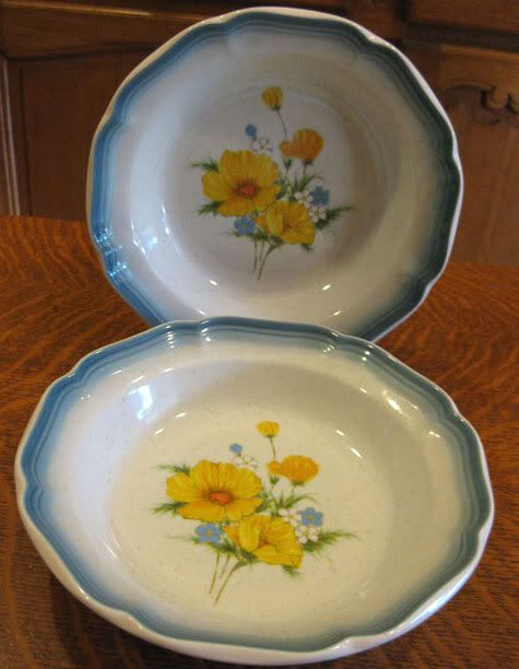   MIKASA COUNTRY CLUB AMY PATTERN SOUP BOWLS   MIKASA CHINA  