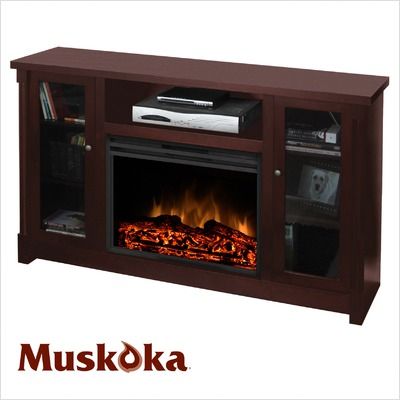 Muskoka Coventry Flat Panel TV Stand and Electric Fireplace in Dark 