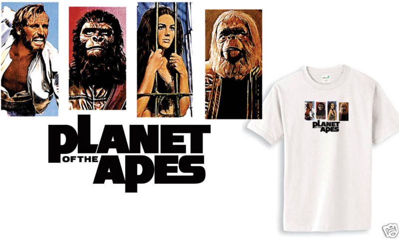 Planet of the Apes 70s retro Sci Fi wht tee small 3XL  