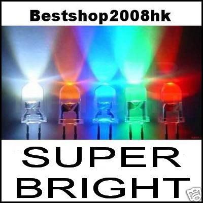 500 5mm Red Green Blue Yellow White led Free Resistors  