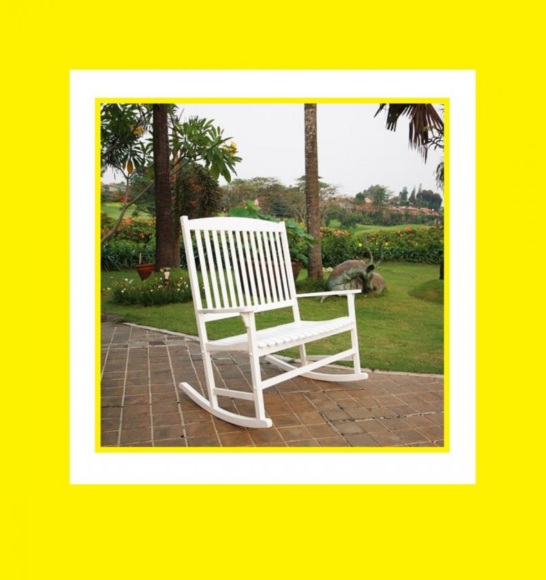 Outdoor Double Rocking Chair   White   Patio or Porch Chair Seating 