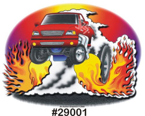 LIGHTNING TRUCK drag art hot rod CarTOON T Shirt  