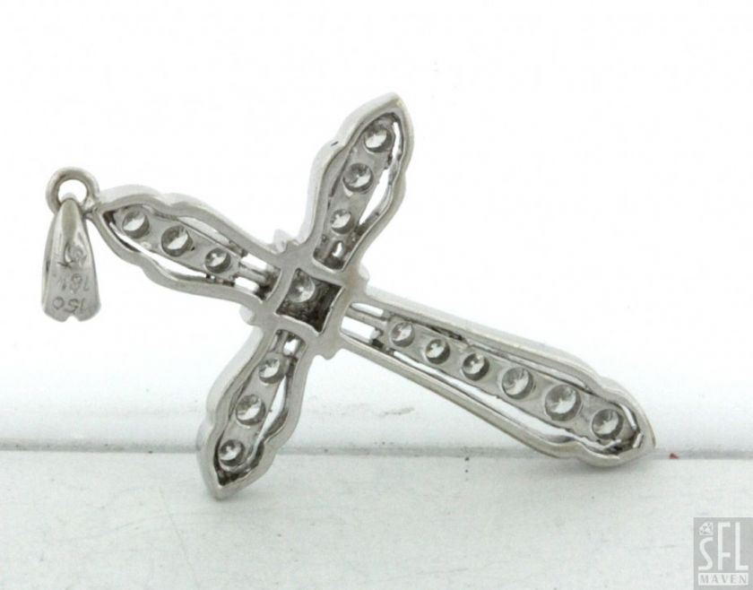 18K WHITE GOLD EXQUISITE .75CT DIAMOND CROSS/CRUCIFIX PENDANT  