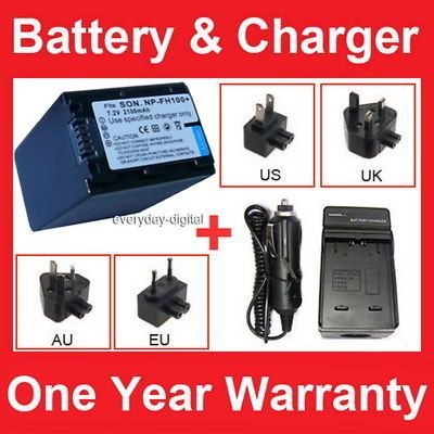 Battery +Charger For SONY HandyCam HDR SR12E DCR DVD305  