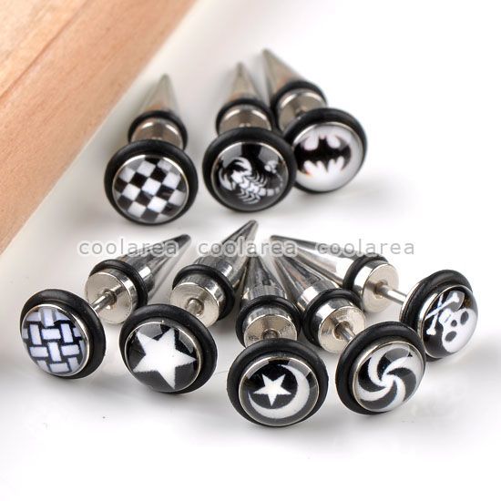   Mens Spike Taper Screw Earring Ear Studs Punk Stainless Steel  