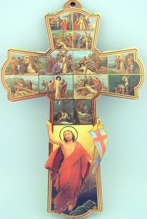 Wood Risen Christ Stations OF The Cross Wall Crucifix  