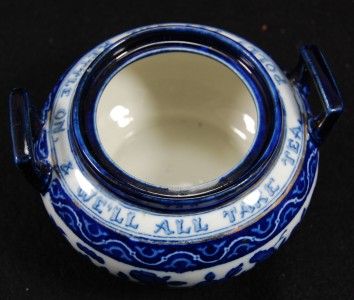 Flow Blue Royal Doulton Clifton Creamer Sugar Bowl Lid  