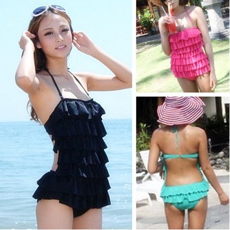 HOT One Pieces Halter Ruffle Monokini Swimsuit/Swimwear  