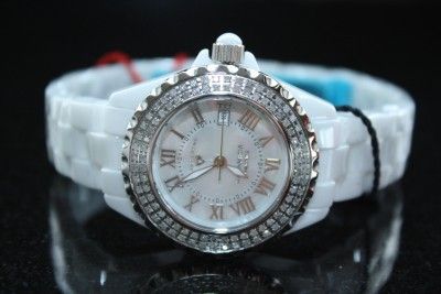 Womens Swiss Legend Karamica Ceramic Diamond White Watch SL 10051 WWSR 