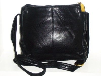 TIGNANELLO Genuine Supple Black Leather Cross Body Bag Purse Handbag 