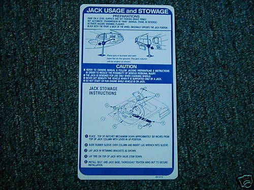 1973 1974 PONTIAC FIREBIRD TRUNK JACK DECAL W/O SPACE S  