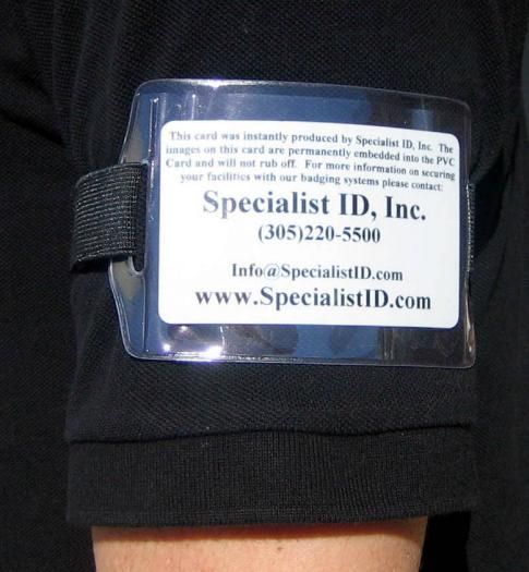 Horizontal Arm Band Photo ID Badge Holder w/ Black Band  