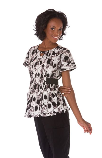   ECKO WOMENS TRIBECA / LIBERTY PRINT TOP SCRUB NURSING UNIFORM  