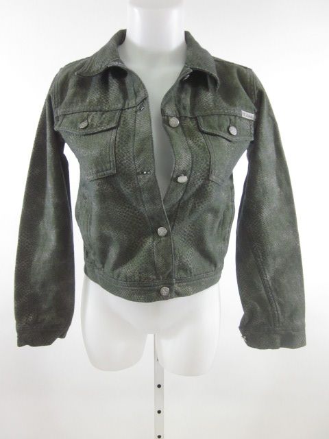 CALVIN KLEIN JEANS Green Snake Print Denim Jacket Sz XL  